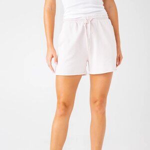 Z Supply Washed Classic Gym Shorts French Terry Raw Hem Light Pink Size Medium